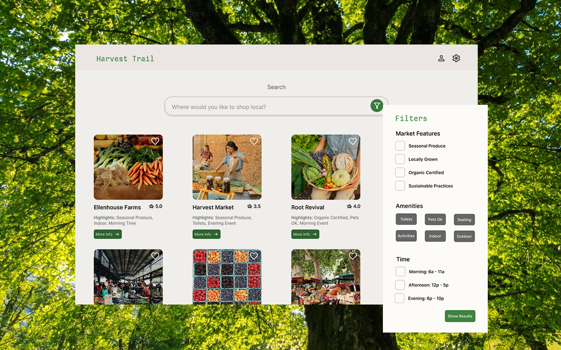 Harvest Trail farmers-market app screenshot